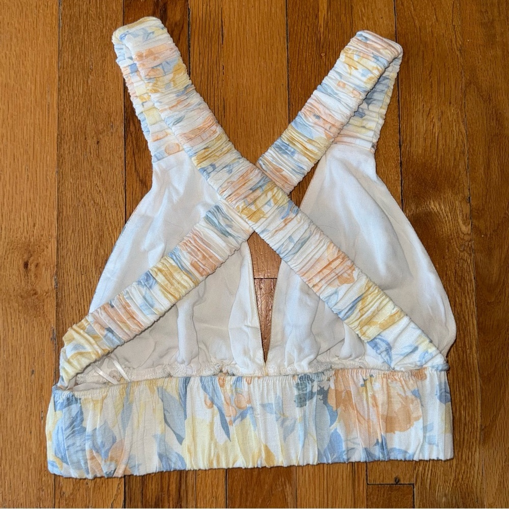 ABERCROMBIE & FITCH Cropped Top Flower Linen Bralette size Small - Picture 4 of 5